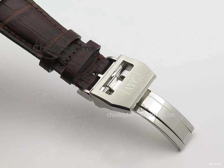 MIROTIME 0822 Cozy Pilot Chrono SS IW387802 V6F 1:1 Best Edition On Brown Leather Strap A 7323